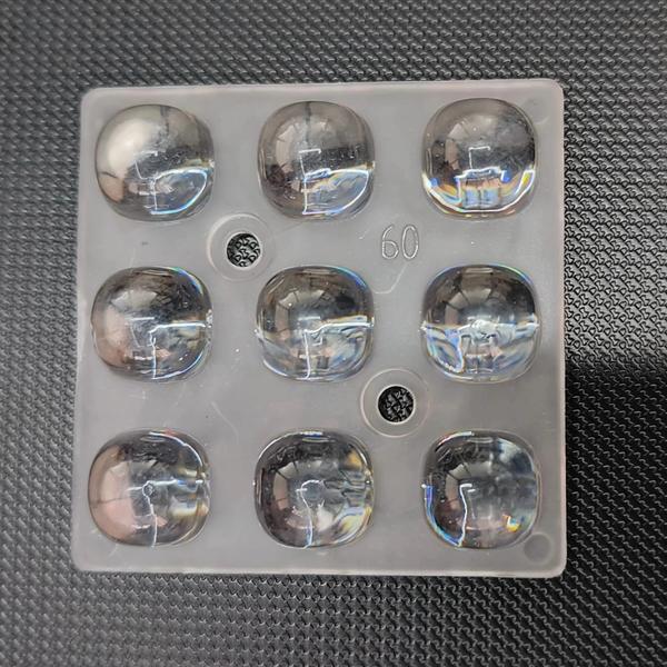 MKL-03 Led Light Lense 9x1Material - PolycarbonateLight Source Typ - LEDUsage/Application - For LED FLOOD LIGHT 5050Angle - 60 DegreeShape RoundDiamete -49.9x49.9x9.9