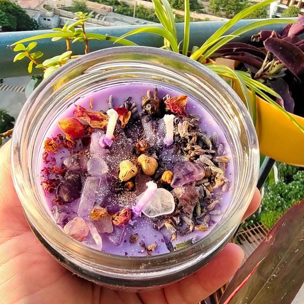 Need a dash of positivity and calm in your space? This intention candle infused with crystals, herbs and fragrance oils will help attract calmness, positivity, bring peace and help in release stress and anxiety. Light this candle whenever you feel the need to bring positivty in your life.Flavour:-AMETHYSTAvailable in Various Jarsize:-BIGJARTALLGLASSSHOTGLASSSMALLJAR