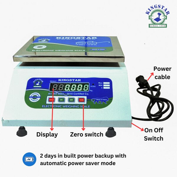 Tabletop Scale Capacity 30 Kg Accuracy 5gm Minimum 100gm Front & Back green display
