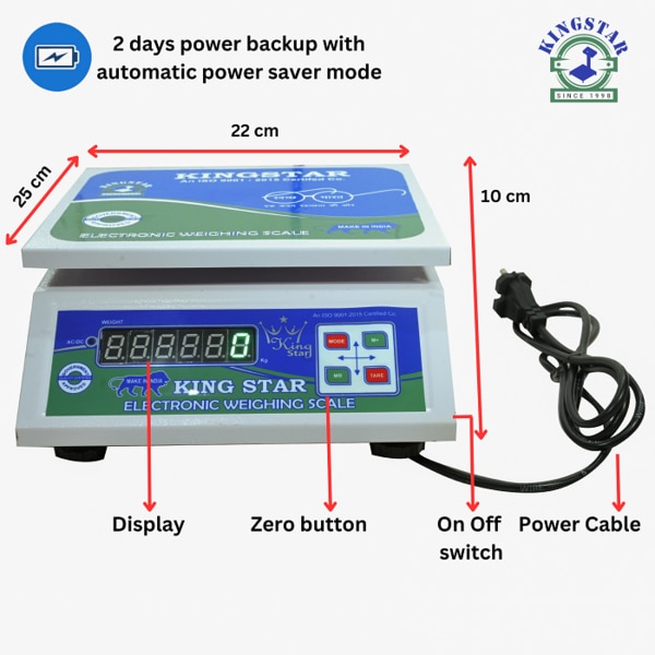 Small Metal ABS Scale Capacity 30Kg Accuracy 2g Minimum 40gm Front & Back Green Display
