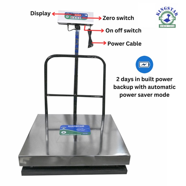 600x600 Platform Scale Capacity 500Kg Accuracy 50g Minimum 1kg Front Red Led Display Steel Pan