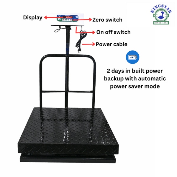 600x600 Platform Scale Capacity 500 Kg Accuracy 50gm Minimum 1kg Front Red Led Display Metal pan