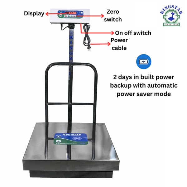 500X500 Platform Scale Capacity 300Kg Accuracy 50gm Minimum 1Kg front Red Led display Steel Pan