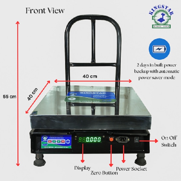 400X400mm Kitchen Scale Capacity 200Kg Accuracy 20Gm Minimum 400gm Front Led Display Steel pan