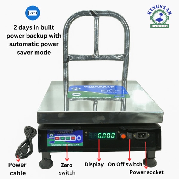 350X350mm kitchen Scale Capacity 100Kg Accuracy 10gm Minimum 200gm Front & Back Green Led Display SS Pan