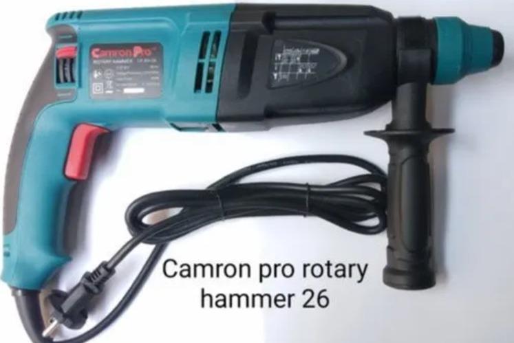 Camron Pro Rotary Hammer DrillDrilling Diameter	10 mmPower Consumption	720 WBrand	Camron ProWarranty	6 monthsWeight	2.9 kgNo Load Speed	1200 RPMReverse Rotation	YesVariable Speed	YesA rotary hammer drill is a powerful tool used for drilling into hard materials such as concrete, stone, or masonry. It's designed to deliver a pounding or hammering action in addition to the rotational drilling motion, making it highly effective for tough drilling tasks.
