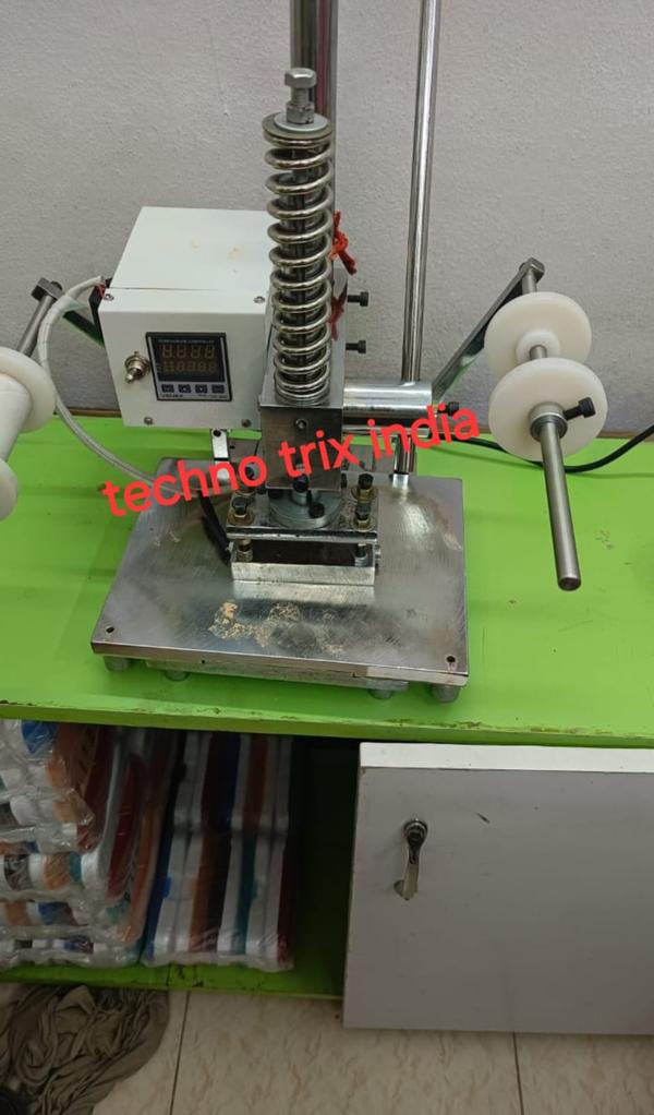 USAGE :- FOR HOT FOIL PRINTING & EMBOSSING ON LEATHER, PAPER, REXINE, WOOD, COATED METAL AND GLASS ,PLASTIC BOX (JEWELLERY BOX, OPTICAL BOX ETC).SPECIFICATIONS :-·HEATING PLATE SIZE 4 INCH X 2 INCH (CAN PRINT UPTO 4 INCH X 2INCH PRINT).·WORKING HEIGHT - 1 MM - 200 MM (ADJUSTABLE).·HEATER POWER – 250 WATT (CARTAGE TYPE HEATER EASY TO CHANGE WITH IN A MIN).·POWER SUPPLY – 230 VOLT 50-60 Hz(CAN BE USE AT HOME ALSO).·BASE PLATE SIZE 10 INCH X 8 INCH, SLIDING BASE PLATE.·PID CONTROLLER FOR ACCURATE HEAT CONTROLLING (AVOID OVERHEAT).·BOTH SIDE FOIL LOADER AND UNLOADER HOLDER.·HEAVY MACHINE STRUCTURE WITH CHROME COATED.·2 YEARS ELECTRIC PARTS WARRANTY.WE ALSO SUPPLY DIE BLOCK AND HOT FOIL ROLL.