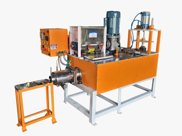 small soap machine with capacity of 800 soap bar/100gm per day production capacity. 5kg batch capacity. without milling machine. can run in single or 3 phase motors. pneumatic soap stamper with single cavity stamping die made by s.s-304.  contact parts made by s.s-304. total power load: 2+ 2+ 1hp = 5hp. 