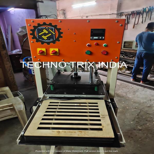 USAGE :- SEALING PVC BLISTER TO CARD/PAPER CAN SEAL TOYS,COSMETIC ITEMS,HARDWARE ITEM, KITCHEN ITEM ETC. SPECIFICATIONS :-HEATING PLATE SIZE 14 INCH X 14 INCH . HEATER POWER – 2000 WATT (MICA TYPE HEATER .POWER SUPPLY – 230 VOLT 50-60 Hz(CAN BE USE AT HOME ALSO).PID CONTROLLER FOR ACCURATE HEAT CONTROLLING (AVOID OVERHEAT).JANATICS MAKE PNUMETIC ITEM.COUNTER METER, FOOT SWITCH (OPTIONAL)BOTH SIDE WORKING DIE FOR FAST PRODUCTION (OPTIONAL).1 YEARS ELECTRIC PARTS WARRANTY.WE ALSO MAKE CUSTOMISED HEATING PLATE.