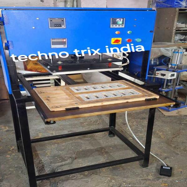 USAGE :- SEALING PVC BLISTER TO CARD/PAPER CAN SEAL TOYS,COSMETIC ITEMS,HARDWARE ITEM, KITCHEN ITEM ETC. SPECIFICATIONS :-HEATING PLATE SIZE 14 INCH X 14 INCH . HEATER POWER – 2000 WATT (MICA TYPE HEATER .POWER SUPPLY – 230 VOLT 50-60 Hz(CAN BE USE AT HOME ALSO).PID CONTROLLER FOR ACCURATE HEAT CONTROLLING (AVOID OVERHEAT).JANATICS MAKE PNUMETIC ITEM.COUNTER METER, FOOT SWITCH (OPTIONAL)BOTH SIDE WORKING DIE FOR FAST PRODUCTION (OPTIONAL).1 YEARS ELECTRIC PARTS WARRANTY.WE ALSO MAKE CUSTOMISED HEATING PLATE.