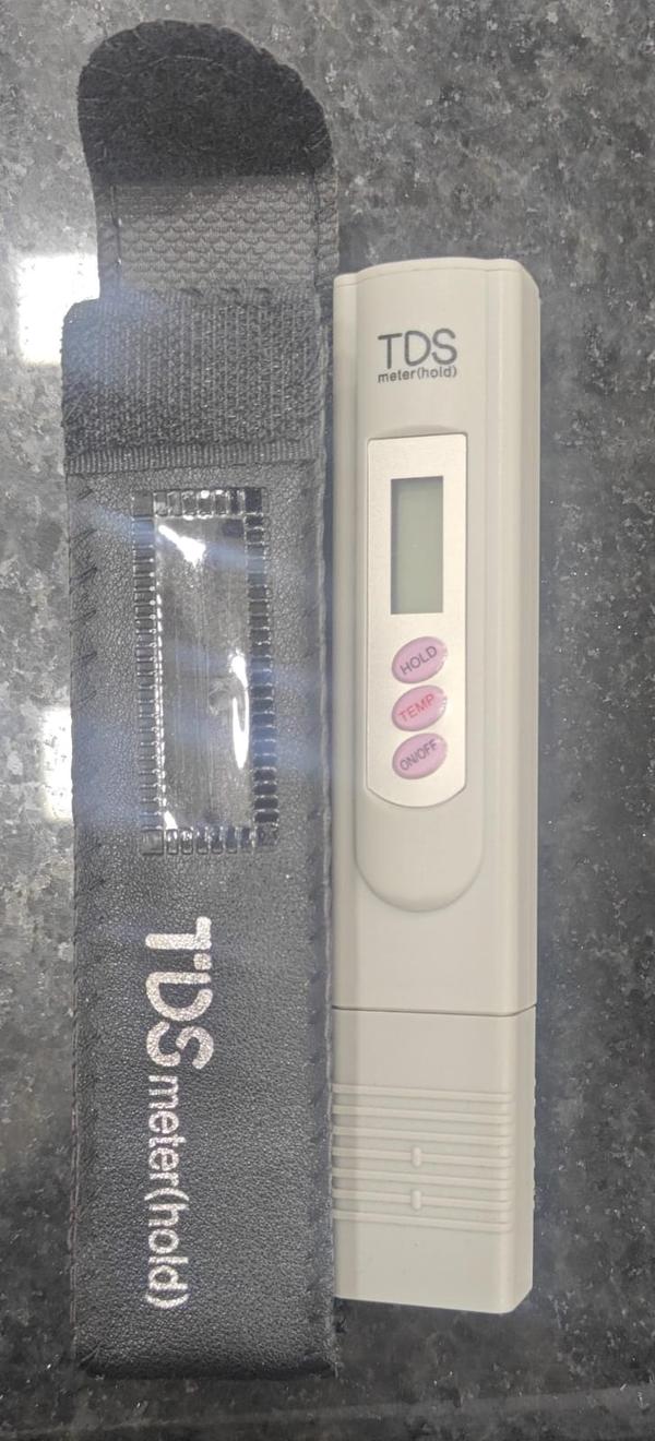 High-Precision Water TDS Meter Digital for Home, Drinking Water, and Aquariums - Accurate and Reliable Water Quality Tester Kit A TDS meter is a small hand-held device used to indicate the Total Dissolved Solids in a solution, usually water. Since dissolved ionized solids, such as salts and minerals, increase the conductivity of a solution, a TDS meter measures the conductivity of the solution and estimates the TDS from that reading.