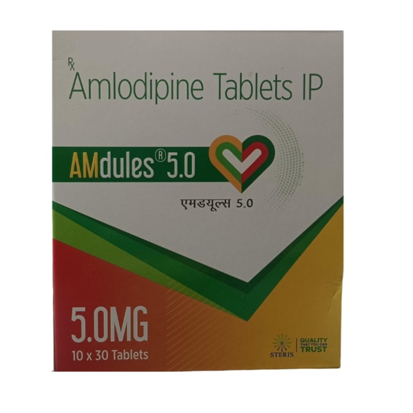 Maintaining optimal blood pressure is essential for overall well-being. AMdules 5.0 offers a convenient and effective solution for individuals dealing with hypertension or angina. By targeting the root cause of elevated blood pressure—narrowed or stiff blood vessels—this medication helps you take control of your cardiovascular health with ease. Key Benefits: Effective Blood Pressure ControlHelps maintain healthy blood pressure levels to prevent complications like stroke or kidney damage.Relieves Angina SymptomsReduces chest pain and discomfort associated with angina by improving oxygen supply to the heart.Supports Heart HealthDecreases the workload on the heart, enhancing overall cardiovascular function.Prevents Future RisksLowers the likelihood of severe heart-related events, including heart attacks.Convenient DosageEasy-to-take 5mg tablets, ideal for daily management of hypertension and angina. How Does It Work? AMdules 5.0 operates by inhibiting the entry of calcium ions into the smooth muscle cells of the blood vessels. This action relaxes the blood vessel walls, enabling them to dilate. As a result, blood flows more freely, reducing pressure within the arteries and alleviating strain on the heart. In cases of angina, the improved blood flow ensures that the heart muscle receives adequate oxygen, minimizing pain and discomfort. Directions for Use: Dosage: Take one tablet (5mg) daily, or as prescribed by your healthcare provider.Timing: Preferably taken at the same time each day, with or without food.Swallow Whole: Consume the tablet with a glass of water; do not crush or chew.Follow Prescriptions: Adhere to the dosage instructions provided by your doctor for optimal results. Side Effects: While AMdules 5.0 is generally well-tolerated, some individuals may experience mild side effects, including:Common: Headache, dizziness, flushing, or swelling of the ankles.Less Common: Fatigue, nausea, or palpitations.Rare: Severe allergic reactions or difficulty breathing (seek immediate medical attention).If any side effects persist or worsen, consult your healthcare provider promptly.