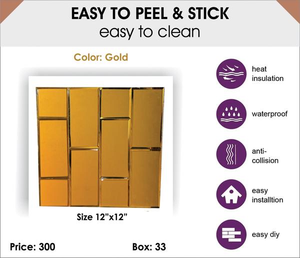 Key Features of Gold Mosaic Tiles:Material:Glass: Often features a gold-colored coating or backing that enhances the reflective quality of the tiles.Metal: Real gold or gold-plated tiles are sometimes used for high-end projects.Ceramic: These tiles are often glazed with a gold finish, offering durability and ease of maintenance.Stone: Gold mosaic tiles can also be crafted from natural stones like marble or travertine, with a gold tint or metallic effect.Aesthetic Appeal:Gold tiles are synonymous with luxury, sophistication, and warmth.The reflective surface adds a sense of space and brightness to a room, making them ideal for creating focal points.Depending on the shade, gold mosaic tiles can be subtle (like a champagne gold) or bold (like a rich, bright gold).Durability:When sealed properly, gold mosaic tiles are durable, water-resistant, and easy to clean.High-quality gold-coated tiles can withstand wear and tear, especially in moisture-prone areas like bathrooms and kitchens.Applications:Backsplashes: Gold mosaic tiles work wonderfully as kitchen backsplashes, adding an element of elegance and character to the space.Feature Walls: In living rooms, dining areas, or foyers, a gold mosaic accent wall can create a dramatic focal point.Bathrooms: Use them as shower walls, around the bathtub, or in the form of small accents to add a touch of luxury to your bathroom.Fireplaces: Gold mosaics can give a fireplace surround a regal feel.Maintenance:Regular cleaning with a non-abrasive cleaner will help preserve the tile’s sheen and prevent dullness.Grout sealant can be applied to protect the grout from staining, and it’s essential to clean grout lines regularly to maintain the tiles' overall beauty.