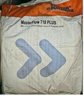 Master Flow 718 Cementitious Grout BASF stock, Non-shrink, cementitious grout for use in general civil engineering worksMasterFlow 718 is a ready to use, non-shrink, natural aggregate cementitious grout for use in general civil engineering works.MasterFlow 718 provides extended working life and high early andultimate strengths.