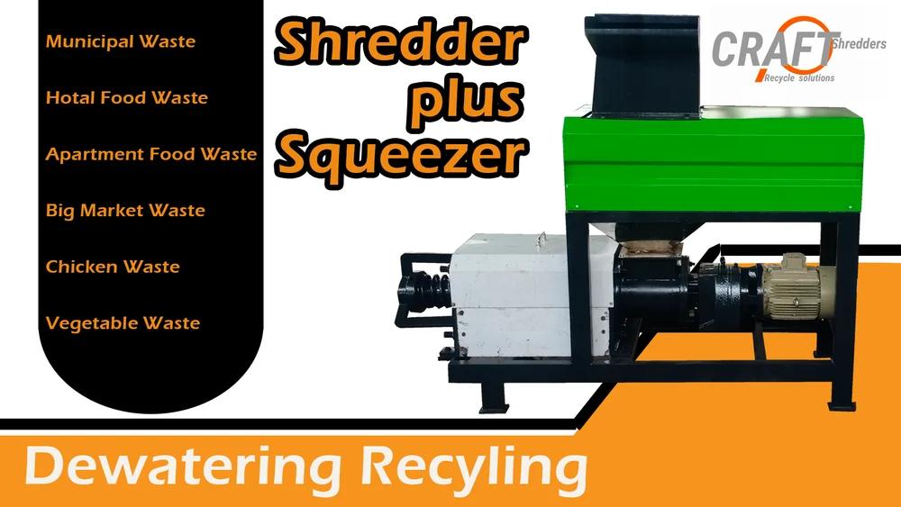 Double Shaft Vegetable Waste Shredder Cum Dewatering In Coimbatore | Craft Shredders Vegetable waste Shredding Plus Dewater Machine