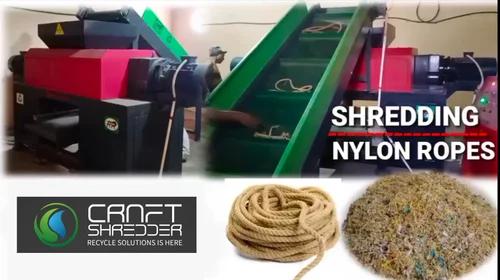 Nylon Rope Waste Shredding Machine -Craft Shredders Manufacturer Coimbatore | Craft Shredders Manufacturer he CRAFT CDH-8088 offer a wide range of solutions for PLASTIC Processors. CRAFT manufacture various nylon rope shredding of almost all types of waste - especially for: Tear rubber, pipes, fishnut shredder,waste plastic shredder,and home waste plastics. Our versatile,precise and durable shredders are sure to leave you completetely satisfied with your purchase. as well as paper, cardboard, wood and light metals. Numerous machine options ensure optimum adaptation to any application. The shredder can also be ideally integrated as a pre-shredder in a two-stage process solution.CRAFT manufacture all the equipment necessary for reducing rope.Flexible control for changing material flowsCRAFT only requires one control panel to precisely control one or more machines including the conveyor system. The built-in  PLC control is optimally adapted to the shredding process. Various slide controls and rotor settings can be conveniently adjusted to the desired application. All control cabinets are designed in-house and built in our INDIA production facilities. CRAFT Features & Benefitsoffered as a turnkey systemReausable resharpenable knives for multiple uses.Low speed operation,low noise and less dust.The blade is made of the high alloy which has high strength and toughness and difficult to breakMaking it capable to cut off even very stubborn material,and ensuring considerable lifetimes.High alloy steel material.Hardness 62-65 HRC.How to choose double-shaft shredder bladeShredder machine blade is the core of the shredding machine parts,good blade,can greatly improve work efficiency. The commonly used materials for shredder blades are currently positioned on the market as follows.Shredder Chassis designThe whole chassis is made of welded steel plate and finely machined by vmc gantry milling which has high bearing capacity high impact resistance and more stable quality.Robust electromechanical drive with planetary gearbox For most applications, electromechanical drives are the classic choice because they are easy to maintain and robust. CRAFT's special feature: Brand gearboxes that are specially designed for shredding operations. Torque monitoring and shock-absorbing vibration dampers round off the package.In stock Guarantee We carry a complete line of replacement parts for all CRAFT Equipments with shipping on standard parts within 24 hours We also provide field service Technicians support if your equipment needs maintenance or repairs. Depending on location,our technicians can generally be on your site within 24 hours.