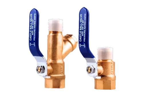 Castle Ball Valve with Strainers is used in HVAC and Plumbing sectors. These valves are extensions of Castle Ball Valves. The strainer performs the function of removing the particulates from the fluids passing through it via the filtering element intersecting the main channel. The strainer consists of a cylindrical mesh that protects the valuable downstream equipment such as pumps, regulators etc. from being damaged from the contaminants.