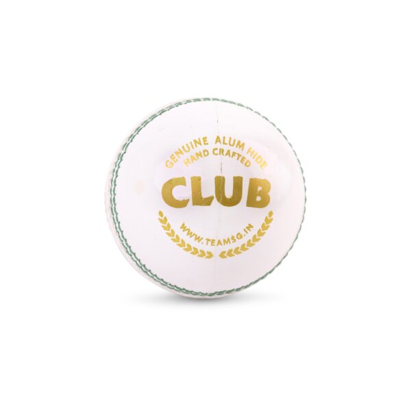 The Club White is a high quality four-piece white cricket ball made from high quality alum tanned leather. The Club White is ideally suited for club and school matches.Water-proofedSolid one piece grade 2 coreQuantity: (One) 1 NumberSize: Circumference : 22.5 CM