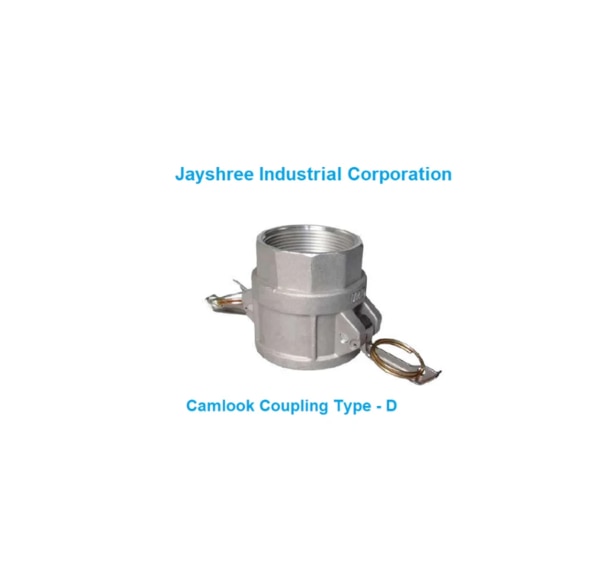CamLock Coupling Manufacturer in AhmedabadCamLock Coupling Manufacturer in GandhinagarCamLock Coupling Manufacturer in GUJARATCamLock Coupling Manufacturer in INDIAProduct Details:Minimum Order Quantity	5 PieceMaterial	Stainless SteelUsage/Application	Hydraulic PipeSize	1 inchShape	RectangularProduct Type	Type D CamLock CouplingColor	SilverCAMLOCK COUPLING TYPE -D(FEMALE COUPLER WITHFEMALE THREADS)TYPE -D camlock coupling are havingfemale thread and they are normally usedwith Type-A, Type-F, Type-E and Type-DP(Dust Plug) adaptors of same size.Additional Information:Production Capacity: 100Delivery Time: READY STOCKPackaging Details: Packing Charges 100 Per Box