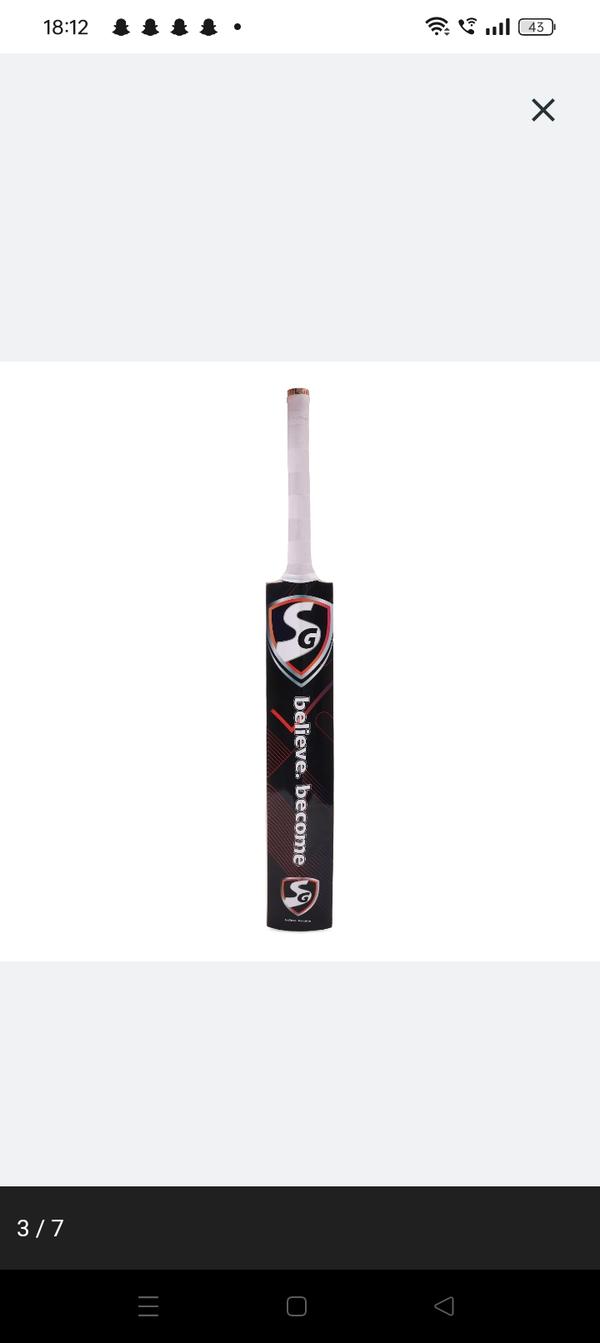 SG THUNDER PLUS KASHMIR WILLOW CRICKET BATDescriptionComes with grain tape on front face of bat.Kashmir willow hard pressed & traditionally shaped.Handle-Singapore cane handle with special 3 way insertion of rubber in between splits for enhanced flexibility and shock absorption.Handle Shape-Traditional round cane handle for supreme grip and overall bat control.Toe type- Flat toe.Weight-1170-1240 gm(2.10-2.15 lbs).Size-Full size 33.7 in(85.7 cm).Available sizes – SH, 6, 5, 4 & 3 03: 72 cm length 04: 74 cm length 05: 78 cm length sh: 85 cm lengthQuantity: (One) 1 NumberBall Type- Leather / Tennis / Soft ballFull grain tape sticker on front.Cover- Comes with a sleek, full length bat cover to protect your bat when not in use.