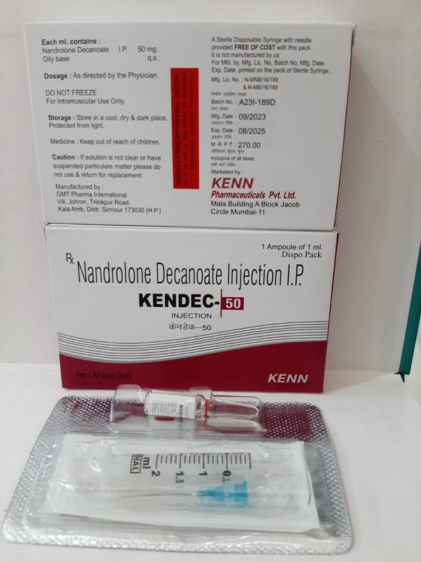 KENDEC-50 Injection is a medicine used in the treatment of osteoporosis in post-menopausal women. It helps strengthen the bones which become thin and brittle due to osteoporosis.KENDEC-50 Injection is generally given by a healthcare professional. You should not self-administer this medicine at home. Your doctor will decide the dose and how often you should take them. You should take it regularly to get the most benefit from it. Do not stop using the medicine even if you feel better unless the doctor tells you so.Using this medicine may cause few common side effects such as edema (swelling of legs, ankle, and feet), fluid retention, nausea, acne, and breast enlargement. Let your doctor know if any of these side effects bother you.Before using this medicine, inform your doctor if you have any liver or kidney problems. You should also tell your doctor all the other medicines you are taking. Pregnant and breastfeeding mothers should consult with their doctors before using the medicine.USES OF KENDEC INJECTIONTreatment of Post menopausal osteoporosisBENEFITS OF KENDEC INJECTIONIn Treatment of Post menopausal osteoporosisOsteoporosis is a common condition that weakens bones, making them fragile and more likely to break. It often occurs in women after menopause (end of a woman’s menstrual cycles) and is known as post-menopausal osteoporosis. KENDEC-50 Injection helps to keep your bones strong and healthy and reduces the risk of osteoporosis. It also helps maintain bone density and reduces your risk of bone fracture. You should use this medicine as it is prescribed, and for as long as it is prescribed by your doctor.SIDE EFFECTS OF KENDEC INJECTIONMost side effects do not require any medical attention and disappear as your body adjusts to the medicine. Consult your doctor if they persist or if you’re worried about themCommon side effects of KendecEdema (swelling)NauseaBreast enlargementAcneHOW TO USE KENDEC INJECTIONYour doctor or nurse will give you this medicine. Kindly do not self administer.HOW KENDEC INJECTION WORKSKENDEC-50 Injection is an anabolic steroid which mimics the effect of male hormone (testosterone). It works by strengthening the bones which become thin and fragile due to osteoporosis.
