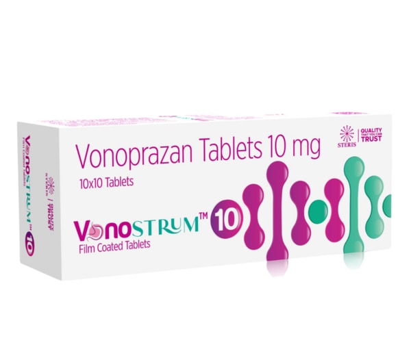 VONOSTRUM 10 is a potent medication designed to manage gastric acid-related disorders effectively. It contains Vonoprazan Tablets 10 mg, a modern proton pump inhibitor that helps alleviate symptoms associated with acid reflux, gastric ulcers, and Zollinger-Ellison syndrome. This product offers a comprehensive approach to gastrointestinal health, ensuring relief and comfort. Key Benefits: Effective Acid Control: VONOSTRUM 10 provides long-lasting relief from symptoms of acid reflux, heartburn, and gastric ulcers by significantly reducing stomach acid production.Faster Healing: The medication promotes the healing of damaged stomach and esophageal lining by creating a less acidic environment, which is crucial for recovery.Convenient and Easy to Use: With a once-daily dosage, VONOSTRUM 10 simplifies the treatment regimen, making it easy for patients to manage their condition effectively.Improves Quality of Life: By controlling acid production, VONOSTRUM 10 helps alleviate discomfort associated with acid-related conditions, enhancing overall quality of life. How Does VONOSTRUM 10 Work? Vonoprazan works by specifically targeting and inhibiting the hydrogen-potassium adenosine triphosphatase (H+/K+ ATPase) enzyme system in the stomach lining, which is responsible for acid secretion. By blocking this pathway, Vonoprazan Tablets 10 mg significantly reduce gastric acid production, allowing ulcers and erosions to heal and symptoms such as heartburn and indigestion to be managed effectively. Directions for Use: Dosage: Take one 10 mg tablet of VONOSTRUM 10 once daily, preferably in the morning before or after a meal.Administration: Swallow the tablet whole with a glass of water. Do not chew or crush the tablet as it may affect the drug’s effectiveness.Duration: The duration of treatment can vary depending on the condition being treated. Follow the prescribing doctor’s instructions carefully. Side Effects: While VONOSTRUM 10 is generally well-tolerated, some users may experience mild side effects, which may include:HeadacheNauseaDiarrheaAbdominal painFatigueDizzinessMost side effects are temporary and subside as the body adjusts to the medication. If severe reactions such as difficulty breathing, severe abdominal pain, or persistent symptoms occur, seek medical attention immediately.