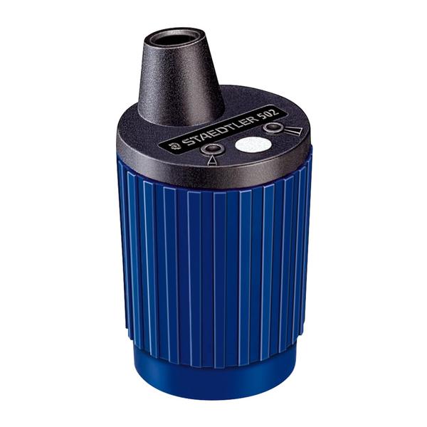 Sharpener for 2mm leadsRotary action with integrated dust wiperMetal sharpener with auto sharpening stopMeasurement device for adjusting sharpening cone