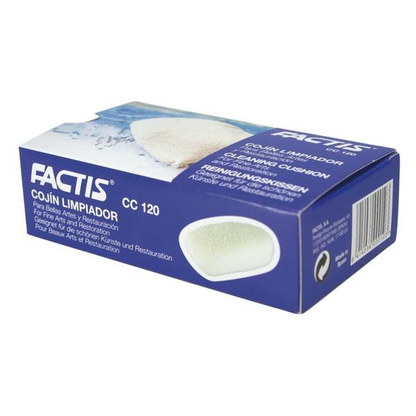 Factis Cleaning Cushion – 120 GM – non-abrasive synthetic rubber powderCleans utilising a dry-cleaning method free of detergent; Rubber powder removes stains and marks from paper; Safe, long-lasting, and non-abrasiveDesigned especially for cleaning graphite on watercolour and restoring documents, designs, pictures, and artworkMinimises damage to artwork, Gentle and effective in usePerfect Companion for Any Artist; Conforms to ASTM D-4236; Made in Spain