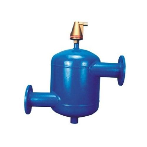 Centrifugal air separator is used to remove dissolved air/gases or micro-bubbles from closed or open hydronic, HVAC, boiler or other water/fluid systems. In the process, it separates undissolved impurities as well. Principle of operation: due to the tangentially mounted connections, the water inside the air separator is brought into rotation. The rotation forces the heavy medium (water) against the wall of the air separator while air is collected in the middle. The collected air rises to the top and gets vented to the outside by the float vent. Impurities heavier than water, such as sand, welding debris and the like are forced to settle down at the bottom. These impurities can be removed through drain points located at the bottom. In the model with strainer, all impurities lighter or heavier than water are filtered. The strainer can easily be cleaned by removing the bottom flange. Benefits: removal of air bubbles reduces corrosion in piping, sludge formation; increases heat transfer efficiency; removes chances of airlock; and removes impurities heavier than water.