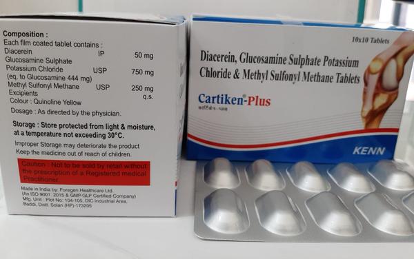 CARTIKEN-PLUSIs a slow-acting drug taken as a pill that may slow the breakdown of cartilage and relieve pain and swelling.The review searched for studies up to March 2013 about primary osteoarthritis affecting men and women (18 years and older) of any disease severity.CARTIKEN-PLUSCARTIKEN-PLUS is marketed to support the structure and function of joints and the marketing is targeted to people suffering from osteoarthritis. Since glucosamine is a precursor for glycosaminoglycans, and glycosaminoglycans are a major component of joint cartilage, some have hoped that supplemental glucosamine could beneficially influence cartilage structure, and alleviate arthritis. Its use as a therapy for osteoarthritis appears safe. but there is no unequivocal evidence for its effectiveness. There have been multiple clinical trials testing glucosamine as a potential medical therapy for osteoarthritis, but the results have not supported its use.In general, the clinical trials of the mid-1990s that furnished positive results showing glucosamine efficacy were later deemed to be of poor quality due to shortcomings in their methods, including small size, short duration, poor analysis of drop-outs, and unclear procedures for blinding. At the same time, several independent studies did not detect any benefit of glucosamine supplementation on osteoarthritis.CARTIKEN-PLUSMSM is used for chronic pain, osteoarthritis, joint inflammation, rheumatoid arthritis,osteoporosis, bursitis, tendonitis, tenosynovitis, musculoskeletal pain, muscle cramps, scleroderma, scar tissue, stretch marks, hair loss, wrinkles, protection against sun/wind burn, eye inflammation, oral hygiene, periodontal disease, wounds, cuts, and abrasions/accelerated wound healing. It is either taken by mouth or applied to the skin for these uses.