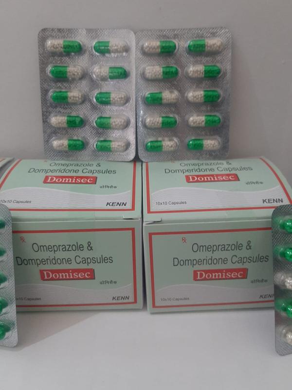 Domperidone 10mg+Omeprazole 20mgDOMISEC CAPSULEPacking : 10x10 MRP 72 RS / STRIP