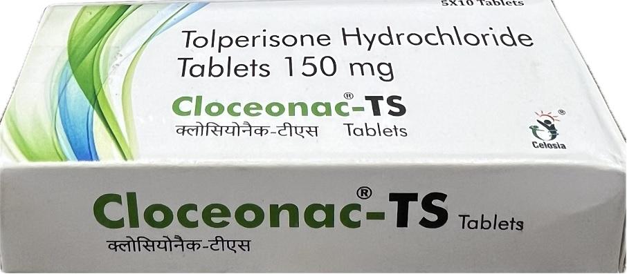 Product Name : CLOCEONAC-TSPruduct Description : Tolperisone Hydrochloride 150mg Tablets PACKING : 10 Tablets
