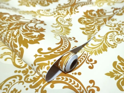 Vintage royal damask self adhesive gold wallpaper