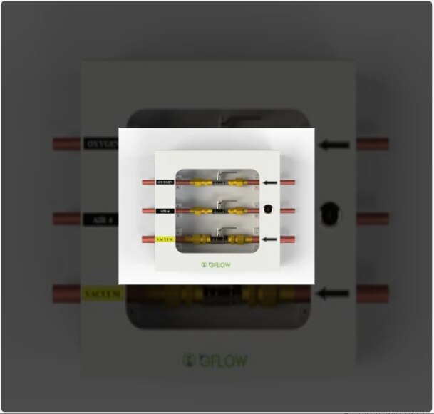 Digital Medical Gas Zonal Valve Box Manufacturers in Coimbatore, Tamilnadu, South India.3 user selectable gas pressure units: PSI / BAR/ kPa• Precise BAR pressure display with accuracy up to 2 decimals (e.g 4.20 Bar)• No need of calibration / re-calibration of high quality sensor transducer• Field upgradable from 1 Gas to 6 Gas Services• Ultra Bright LEDs to display a pure and consistent colour with a high- intensity light output• Selectable units and set points storage facility in RAM• Isolated potential contacts for remote annunciator applications • Self-diagnostic with error message display for ease of problem identification• Battery backup in case of power failure (Optional)