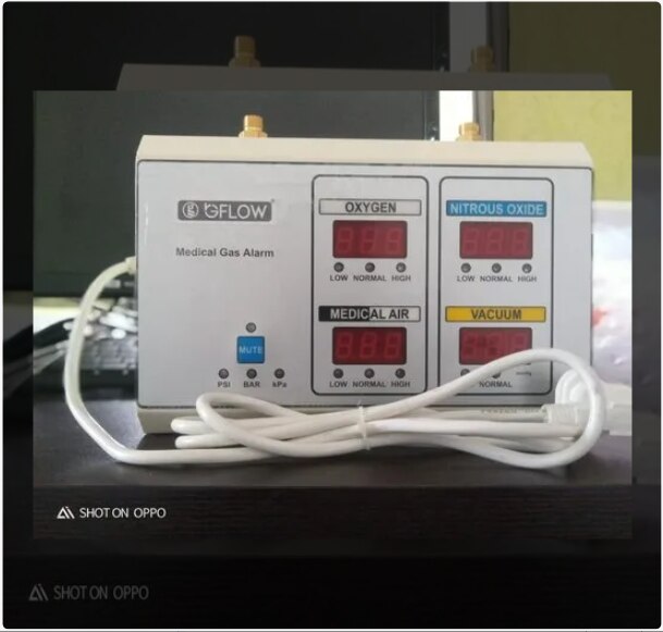 Medical Gas Alarm Manufacturers in Coimbatore, Tamilnadu, South India.Unique Features:• 3 user selectable gas pressure units: PSI / BAR/ kPa• Precise BAR pressure display with accuracy up to 2 decimals (e.g 4.20 Bar)• No need of calibration / re-calibration of high quality sensor transducer• Field upgradable from 1 Gas to 6 Gas Services• Ultra Bright LEDs to display a pure and consistent colour with a high- intensity light output• Selectable units and set points storage facility in RAM• Isolated potential contacts for remote annunciator applications • Self-diagnostic with error message display for ease of problem identification• Battery backup in case of power failure (Optional)