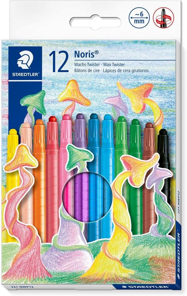 Staedtler Noris Twistable Wax Crayon Set-Pack of 12|Multi-color Crayon Type: Twistable Wax Crayon Crayon Shape: Round Brilliant colours Cardboard box containing 12 wax twister in assorted colors