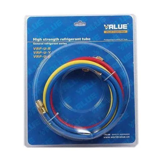 The Value 410A 3 Feet Charging Line is a high-quality, durable hose designed specifically for use with R-410A refrigerant systems in HVAC and refrigeration applications. This charging line provides a secure, leak-proof connection for charging or evacuating refrigerant from HVAC systems, air conditioners, and refrigeration units. Ideal for both professional technicians and DIY enthusiasts, the Value 410A 3 Feet Charging Line is designed to handle high-pressure environments while ensuring accurate refrigerant flow.