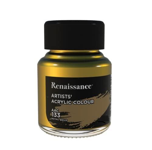 RENAISSANCE Artists Acrylic Color 20 ml Glass Bottle -Royal Gold. Perform a professional painting with world leading standard Premium grade colour with opaque and long lasting Smooth colour texture like satin Single pigment component colour Suitable for use on many surfaces including acrylic pad, canvas, glass, plastic, ceramic, wood, etc Guaranteed by ASTM standard and CE which control for art products quality and users age Suitable for use on many surfaces including acrylic pad, canvas, glass, plastic, ceramic, wood, etc Contains in high quality glass bottle prevent paint drying up.