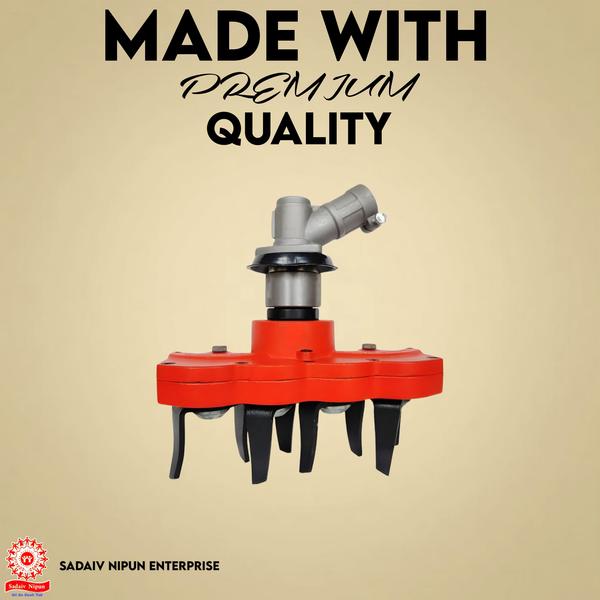 Description: The Universal 26mm/28mm Tiller Head Attachment with 9T Spline is a powerful tool that transforms your side or backpack brush cutter into a highly efficient garden tiller. With its 9-tooth spline blade, it ensures rapid and efficient soil cultivation, perfect for preparing garden beds, aerating soil, and tackling landscaping tasks. Compatible with both 26mm and 28mm brush cutters, this attachment is built for durability and heavy-duty use, making it ideal for maintaining healthy and thriving gardens. Sold individually, it’s a cost-effective solution to enhance your brush cutter’s versatility for all your garden and landscaping needs.