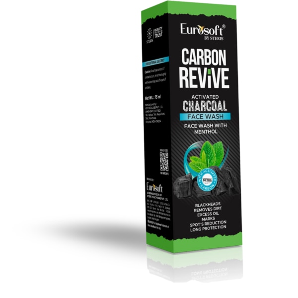 EUROSOFT CARBON REVIVE ACTIVATED CHARCOAL FACE WASH is a refreshing, deep-cleansing face wash designed to purify your skin and remove dirt, oil, and impurities. The combination of Activated Charcoal and powerful natural ingredients works together to give your skin a revived, glowing appearance while promoting a healthy, balanced complexion. Whether you're battling environmental pollutants or stubborn acne, this face wash ensures a clean, rejuvenated feel. Key Benefits: Deep Cleansing ActionThe combination of Activated Charcoal and Neem Extract penetrates deep into the pores to remove dirt, oil, and impurities, leaving your skin feeling fresh and clean.Fights Acne and BlemishesNeem Extract and Tulsi Extract provide antibacterial properties that help reduce acne breakouts and prevent future blemishes.Hydrating and NourishingGlycerin and Aloe Vera Extract keep the skin hydrated and prevent dryness, making it perfect for all skin types.Soothes and RefreshesMenthol provides a cooling effect, calming the skin and reducing irritation, while leaving your face feeling refreshed and revitalized.Detoxifies and PurifiesActivated Charcoal draws out toxins and pollutants, providing a detoxifying cleanse and promoting a bright, healthy complexion. How Does It Work? EUROSOFT CARBON REVIVE ACTIVATED CHARCOAL FACE WASH works in multiple steps to ensure your skin is thoroughly cleansed and nourished. The Activated Charcoal acts as a powerful magnet, pulling out dirt, oil, and impurities that accumulate in the pores. Neem Extract and Tulsi Extract target bacteria and help to prevent acne and skin infections, while Aloe Vera soothes and hydrates the skin. Menthol provides a cooling effect to calm any irritation, and Glycerin ensures your skin retains its natural moisture. The face wash not only cleanses but also rejuvenates the skin, leaving it feeling fresh and soft. Directions for Use: Wet your face with lukewarm water to open up the pores.Apply a small amount of EUROSOFT CARBON REVIVE ACTIVATED CHARCOAL FACE WASH to your palm.Gently massage it onto your damp face in circular motions, focusing on areas prone to oil or impurities.Rinse off thoroughly with water to remove all traces of the face wash.For best results, use it twice daily — once in the morning and once before bed. Side Effects: EUROSOFT CARBON REVIVE ACTIVATED CHARCOAL FACE WASH is generally safe for all skin types, but there are a few precautions to keep in mind:Skin SensitivityIf you have very sensitive skin, perform a patch test before using the product to avoid any irritation or allergic reactions.Avoid Eye ContactIn case the product gets into your eyes, rinse thoroughly with water.Dry SkinIf you have dry skin, it is advised to follow up with a moisturizer after using the face wash to lock in hydration.