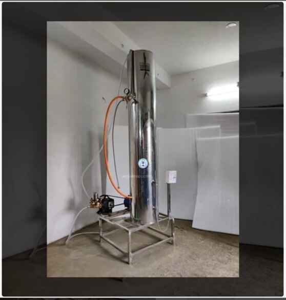 Industrial Jumbo Carbonator Manufacturers in Coimbatore, Tamilnadu, South India.Akshay brand jumbo carbonator complete with ss tank , suitable pump ,motor ,pipe fittings and insulation Output - 600 lit per hour                    [2 feet width X 2feet length X 8feet height]