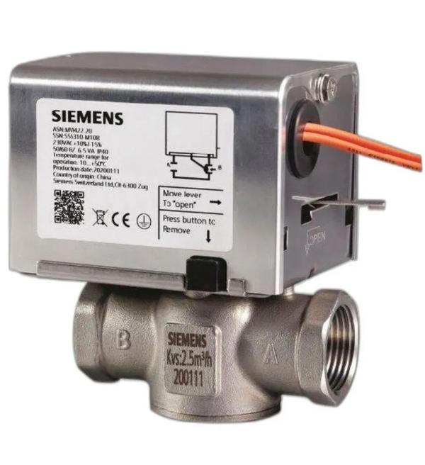 The valve and actuator are supplied in one easy-to-install unit. The valve has a stainless steel (304) body with Rp… female threaded connections. A special rubber flap operates as closing element to ensure tight shut-off. The spindle is sealed with O-rings. Actuator The valve is connected by an integral 20 cm single insulation cable. The actuator opens the valve electrically and closes it by spring force. It incorporates a synchronous motor, a gear mechanism and a return spring. The motor is overload-resistant and anti-locking, making continuous operation possible. When the valve opens, travel is limited by a mechanical stop. The gear mechanism incorporates an overrun for the closing valve. This protects the gears from mechanical shock and increases service life. Manual operation The valve can be opened to approximately 50 % with a lockable lever. When normal operation is resumed, the lever is automatically disengaged