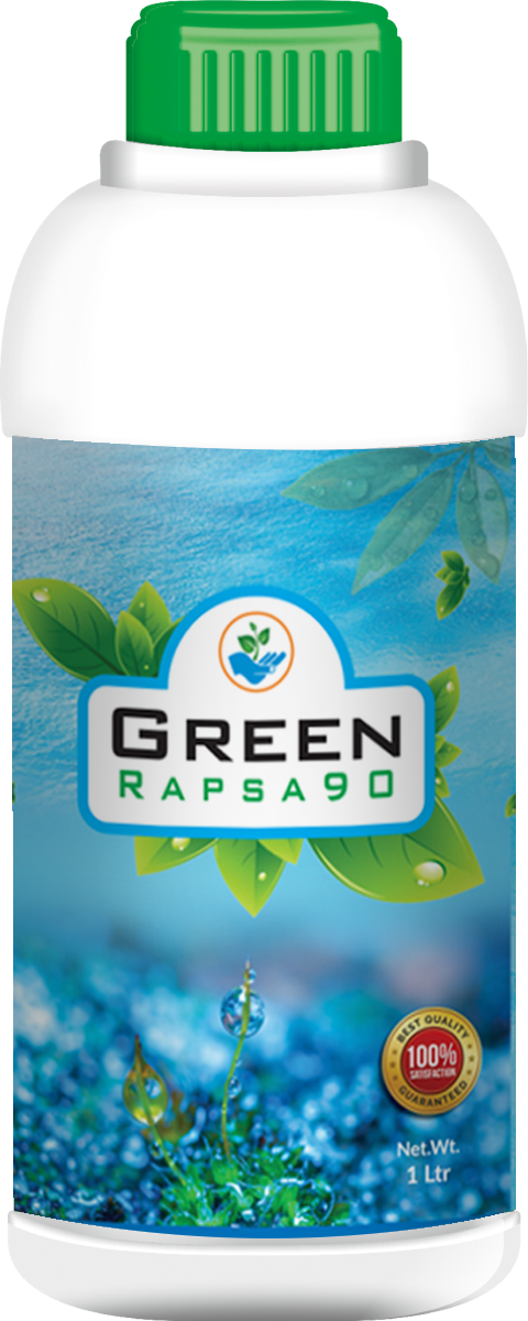 Green Rapsa is a wetting agent used for retaining water in all seasons. Content includes 85% of actual ingredients along with solvents. It is ionic in Nature.Benefits of Green RapsaIt reduces the surface tension in leaf.Increases wetting, sticking, spreading properties of fungicides herbicides and micronutrients.It easily dissolves in water.Increases yield by retaining water on drought conditions.