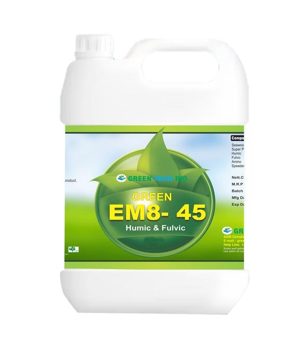 Seaweed Fertilizer is organic fertilizer made from seaweed that is used in agriculture to increase soil fertility and plant growth. The use of Seaweed fertilizer dates back to antiquity and has a board array of benefits for soils.Benefits of EM8-45 :It promotes additional buds when applied as the plants are beginning to bud.It is rich essential nutrients, promotes balanced growth, and results in significant yield increases while rarely showing nutrient deficiencies.usage Quantity :For Foliar spray use 2ml to 5ml per litre of water.