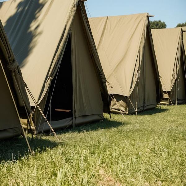 Best Quality of Frame Tents for Armed forces
All kinds of Frame and Army tents are manufactured and supplied by us. Sai Tents are one of the renowned producers of all types of tents including Army and Frame tents used for shelters. The high class fabric tents are available with us as per the standards set by Govt. of India to provide a quality canvas for Officers and Jawans of Armed Forces. The tents provided by us are suitable for all kinds of weather and atmospheric conditions and are appropriate for luxury needs as well.
Different kinds of color combinations are available so to suit the requirement for security purposes of specific area. Sai Tents Suppliers and exports uses best quality of raw material which is strong, resistant to wear and tear and have water repellent features. That’s not it; these frame tents are 100% insect proof and are aesthetically stitched to provide proper air ventilation and Air conditioning. The tents provided by us can withstand adversities of weather, furors of rainstorms and callous sunrays.
