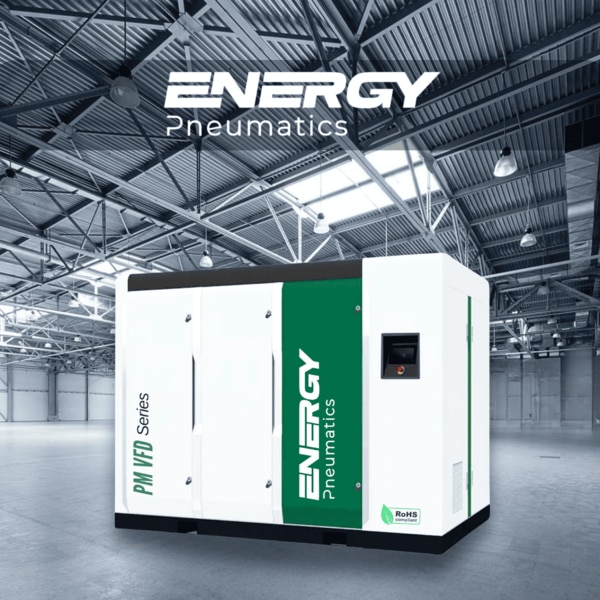 PM VFD Screw Air Compressors Manufacturer in Ahmedabad, Gujarat, India.PM VSD Screw Air Compressor Leading Manufacturer in Ahmedabad, Gujarat, IndiaPermanent Magnet Variable Frequency Screw Air Compressor (PM VSD) is an advanced low-pressure, high-compression screw equipment designed for efficiency and durability. Manufactured with precision, our PM VSD compressors combine innovative technology and high-quality components to deliver superior performance, making us a trusted PM VSD Screw Air Compressor Manufacturer in Ahmedabad, Gujarat, India.Model Name : Premium Series Nominal Power : 3.7 - 150 KwWorking Pressure : 7 – 10 bar Free Air Delivery : 0.5 - 25.50 m3/minElectric Motor Type : Permanent Magnet Motor Send Inquiry / Download BroachersProduct HighlightsIP55 High-Protection Permanent Magnet Motor: Ensures durability and reliability under challenging conditions.Energy Efficiency: Achieves up to 30%-40% energy savings during operation, making it a cost-effective solution for businesses.Advanced Frequency Converter: High-quality frequency converter for smooth and stable operation, optimizing energy usage.Full Touchscreen Controller: User-friendly and intuitive interface for simplified operation and monitoring.Schneider Contactor: Delivers unmatched reliability and consistent performance.Key FeaturesLow-Pressure & High-Compression DesignPerfect for industrial applications requiring optimized air pressure and compression capabilities.Energy SavingsVariable speed drive technology reduces energy consumption, helping businesses lower operational costs.Reliable ComponentsEquipped with top-grade components like IP55 motors and Schneider Contactors, ensuring long-lasting performance.Ease of UseSimple operation with an intuitive full-touchscreen control system for real-time monitoring and adjustments.Versatile ApplicationsIdeal for manufacturing, automotive, textiles, pharmaceuticals, and various other industries.Buy PM VSD Screw Air Compressor in Ahmedabad, Gujarat, IndiaAs a premier PM VSD Screw Air Compressor Manufacturer in Ahmedabad, we are dedicated to providing high-quality, energy-efficient solutions to businesses across Gujarat and India.Contact us today to learn more about our PM VSD air compressors and discover how they can enhance your industrial operations while saving energy and costs.