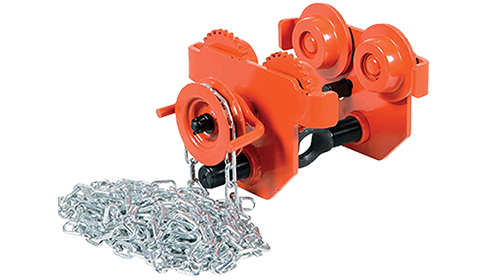 Gear Traveling Trolley Manufacturer & Suppliers In Ahmedabad, Gujarat, India | STACKER'S & MOVER'S Co. Ltd. Manual Trolley is a low-profile, geared manual trolley for supporting a hoist and positioning it with a chain. It has a 2,000-lb. capacity and 5″ headroom. It is made of steel for strength and durability and a painted finish. It has four rollers with sealed bearings for long life and a lifting eye for attaching the hoist. Once a hoist is attached, the center rod cannot be rotated which prevents the trolley width from accidentally changing. This push trolley installs quickly on any S-type I-beam with a flange width of 2-1/2 to 5-1/2″.Call Us For More Information.