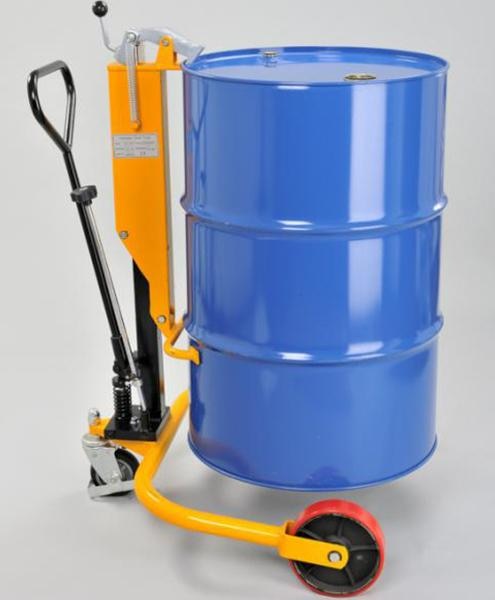 Hydraulic Drum Truck Manufacturer & Suppliers in Ahmedabad, Gujarat, India | STACKER'S & MOVER'S Co. Ltd. The Hydraulic Drum Truck Trolley is designed for safely lifting and moving steel drum cylinders up to 250kg. Weighing just 42kg, it allows a single operator to effortlessly handle both full and empty drums. The easy-to-position clamp securely grips the drum’s rim, ensuring no manual handling. A touch-sensitive release valve lowers the drum safely.Specifications:Capacity: 250kgDrum Size: 210 LitersWeight: 42kgDimensions: Height: 1050mm, Width: 800mm, Depth: 820mm, Leg Distance: 630mmCall Us For More Information.