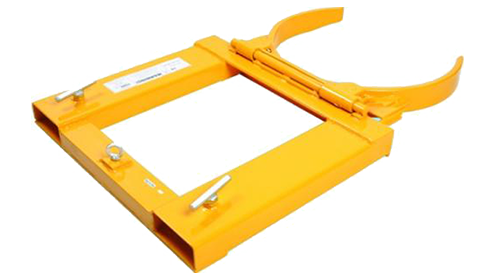 Forklift Drum Grabber Attachment Manufacturer & Suppliers in Ahmedabad, Gujarat, India | STACKER'S & MOVER'S Co. Ltd. The Forklift Drum Grabber Attachment is a durable and compact solution for handling drums with ease. Its foldable design ensures easy storage, while the tilting jaws securely slide over the drum rib and grip underneath when lifted. Made from robust steel welded construction, it includes rugged tensioning screws for added security. The attachment is equipped with an anchorage point for stability and safe drum handling.Specifications:Capacity: 680kgDrum Size: 55 GallonFork Pocket Size: 140x51mmDrum Type: Single SteelWeight: 55kgIdeal for efficient drum lifting and transportation using a forklift.Call Us For More Information.