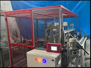 Semi Automatic Mop Making Machine Manufacturers in Coimbatore, Tamilnadu, South India.Semi-automatic machine for assembling cotton, non-woven, or synthetic mops in Coimbatore, Tamilnadu, South India. This is a simple machine for producing mops of various sizes and forms. It can build mops with plastic or metal sockets and staples from cotton yarns, spun-lace, and non-woven material spools. The mop is moved towards the cutting and unloading area once it has been built. It is manually loaded, the machine operator manually feeds the machine with sockets and staples (one each cycle), and the assembly cycle is enabled.